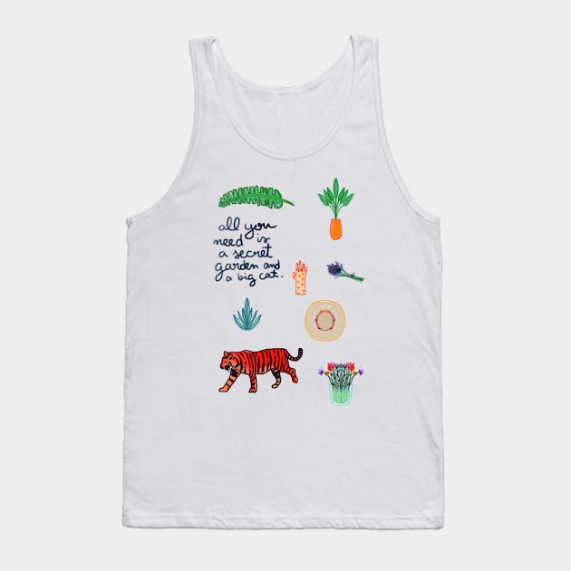 all you need is a secret garden and a big cat Tank Top by mariacaballer